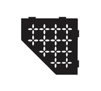 Schluter Étagère d'angle pentagonale pour murs carrelés - Motif floral, matériau en aluminium, finition noire mate, languettes d'ancrage de 3/32" d'épaisseur - SES2D5MGS