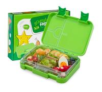 Schmatzfatz Bento Lunch Box Enfant - Sans BPA - Boite a gouter enfant avec 4/6 compartiments - Ouverture et Nettoyage Facile - Boite repas pour l'école, Sport et la Maternelle, Vert