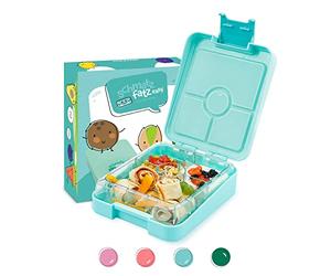 schmatzfatz Easy Bento Lunch Box Enfant - Sans BPA - Boîte à repas avec 4 compartiments - Ouverture et Nettoyage Facile - Idéal pour l'école, Sport et la Maternelle (Turquoise