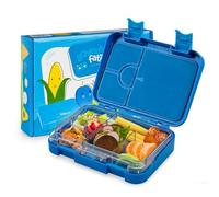 schmatzfatz Junior Boîte à goûter sans BPA pour enfants | Bento Box & boîte à repas | Parfait pour l'école et voyage | Bleu Girafe