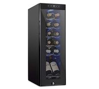 Schmecke - Refroidisseur de vin 12 bouteilles verrouillable | Grande cave indépendante | 41f-64f avec contrôle numérique de la température pour vin rouge, blanc, champagne ou vin mousseux, noir