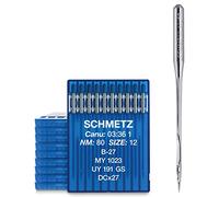 SCHMETZ | 100 Aiguilles pour machines à coudre industrielle | Talon Rond | B-27, MY 1023, UY 191 GS, DCX27 / RIM 27 | Grosseur 80/12 | vérifiez le système d'aiguille recommandé dans le mode d'emploi