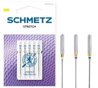 SCHMETZ Aiguilles pour machines à coudre | 5 Aiguilles Stretch | 130/705 H-S | Grosseur d'aiguille 2x 65/9, 2x 75/11 et 1x 90/14, triées | convient pour le traitement de tissus élastiques