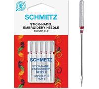 Schmetz Aiguilles pour machines à coudre Broder 130/705 H-E - 5 aiguilles Grosseur 75/11