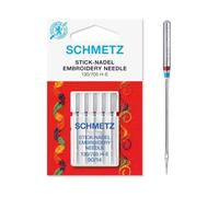 Schmetz Aiguilles pour Machine à Broder 90 (14) chas Extra Large et rainure pour Une Couture Fluide - Protège Les Fils fragiles - Idéales pour Les Machines à Broder et Les Points décoratifs 5 pièces