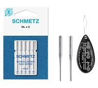 Schmetz Aiguilles pour machine à coudre (89 types/tailles) Enfile-aiguille inclus, 3 Packets For The Price Of 2, HLx5 Asst 75/11&90/14 + Threader