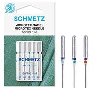 Schmetz Aiguilles pour machine à coudre (89 types/tailles) Enfile-aiguille inclus, 3 Packets For The Price Of 2, Microtex Assorted 60/8 - 80/12 + Threader