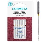 Schmetz Aiguilles pour machine à coudre (89 types/tailles) Enfile-aiguille inclus, Single Packet, Leather 110/18 + Threader