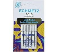 SCHMETZ | 5 Aiguilles pour machines à coudre | Gold Broder | 130/705 H-ET | Grosseur 90/14