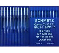 Schmetz Aiguilles pour machine à coudre industrielle : B-27 SES Overlocker Ball Point (Jersey), paquet de 10, taille 70/10, (3 paquets pour le prix de 2) + enfile-aiguille