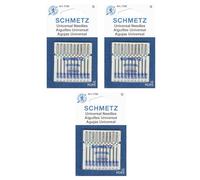 SCHMETZ Aiguilles universelles pour machine à coudre - Tailles assorties 70/80/90 (3 cartes- 30 aiguilles)