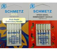 SCHMETZ Assortiment d'aiguilles à broder dorées titane St 75/11