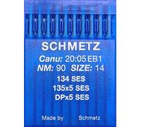 SCHMETZ Lot de 10 134 SES pour machine à coudre à piston rond DPx5 SES Épaisseur 90/14