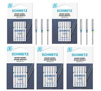 SCHMETZ Lot de 25 aiguilles pour machine à coudre à piston plat 130/705 - Jeans 90, 100 & 110