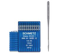 SCHMETZ Lot de 100 aiguilles pour machine à coudre industrielle Système 134 / DPx5 / 135 x 5 / SY 1955 | épaisseur d'aiguilles 80/12 | aiguilles à piston rond