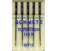 Schmetz Topstitch Lot de 5 aiguilles pour machine à coudre Taille 80/12 130N