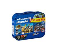 Playmobil CGS_55599 4 Puzzles in a Keepsake Tin, Multicolor