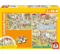 Schmidt 56582 Puzzle Amusant au Zoo, 3 x 48 pièces, pour Enfants