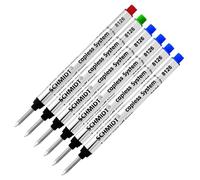 Schmidt 8126 Lot de 6 recharges Long Capless System Rollerball bleu (4), rouge (1), vert (1) pointe fine (0,6 mm)