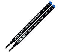 Schmidt 888 Lot de 2 recharges à pointe fine (0,6 mm) Encre bleue Tube en plastique Corps en acier inoxydable
