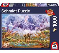 SCHMIDT SPIELE - Puzzle - Animaux autour d'un point d'eau - 1000 pieces G