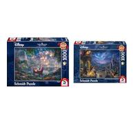 Schmidt Puzzle 1000 pièces Thomas Kinkade: Disney Rapunzel et La Belle et la Bête, Carton, Jigsaw, Classique, 12 ans et plus, 1 joueur