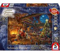 Schmidt Spiele- Thomas Kinkade Puzzle 1000 pièces Le Père Noël et Son Lutin Édition limitée, 59494, coloré, 69,3x49,3cm