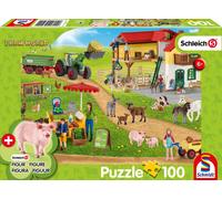 SCHMIDT Puzzle Schleich Ferme avec stand de vente 100 pièces + figurine Schleich