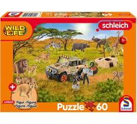 SCHMIDT Puzzle Schleich In Savannah 60 pièces + figurine Schleich