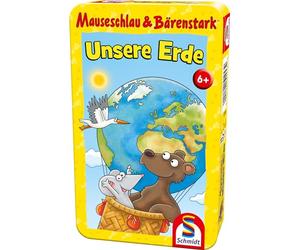 Schmidt Spiele 51453 Jeu de Voyage Intelligent avec Souris et Ours Puissant, Notre Terre, dans Une boîte en métal