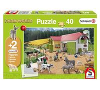 Schmidt Spiele 56189 Puzzle Schleich - Journée à La Ferme avec 2 Chiffres Chacun 40 Pièces