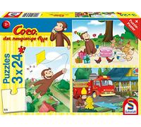 Schmidt Spiele 56432 Coco Le Singe Curieux, Amusant, 3 x 24 pièces Puzzle pour Enfant, coloré