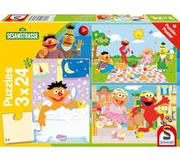 Schmidt Spiele 56457 Sesame Street Lot de 3 Puzzles de 24 pièces pour Enfants, Motif : Rue Sésame