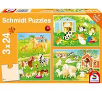 Schmidt Spiele 56518 Puzzle pour Enfants-3 x 24 pièces-Animaux Mignons, Multicolore