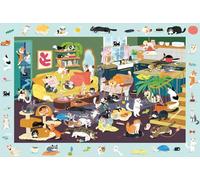 Schmidt-Spiele Puzzle 56533 Funny Cat Crowding - 150 pièces pour enfants - Carton d'herbe