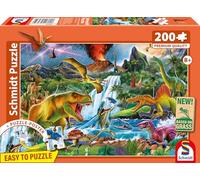 Schmidt Spiele 56535 Géants préhistoriques fascinants, Puzzle pour Enfants de 200 pièces en Carton d'herbe