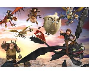 Schmidt Spiele 56547 Dragons, Cavaliers de Dragons en Action, Puzzle pour Enfants de 100 pièces en Carton d'herbe