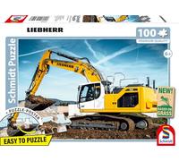 Schmidt Spiele 56550 Liebherr, Pelle sur chenilles R928, Puzzle pour Enfants de 100 pièces en Carton d'herbe