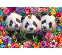 Schmidt Spiele 56578 Panda Trio, Puzzle pour Enfants de 200 pièces en Carton d'herbe