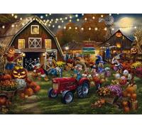 Schmidt Spiele 58048 Disney, Mickey & Minnie Pumpkin Festival, Thomas Kinkade, Puzzle 1000 pièces, Orange, Noir.