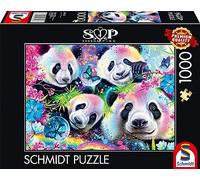 Schmidt-Spiele Puzzle 58516 Sheena Pike - Pandas floraux néon - 1000 pièces