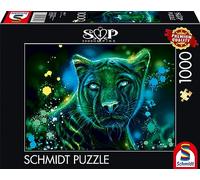 Schmidt-Spiele Puzzle Sheena Pike – Panthère néon Bleu-Vert 1000 pièces Multicolore