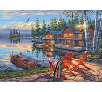 Schmidt Spiele 58530 Puzzle de 1000 pièces Darrel Bush sur Le lac Loon Lake, New York, Multicolore
