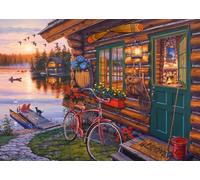 Schmidt-Spiele Puzzle 58531 Darrel Bush – cabane au bord du lac avec vélo – 1000 pièces