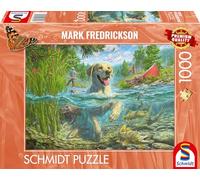 Schmidt Spiele 58557 Mark Frederickson, Amour de Chien, Poisson de Chasse au Labrador Jaune, Puzzle 1000 pièces