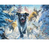 Schmidt Spiele 58558 Mark Frederickson, Amour de Chien, Labrador Noir dans la Neige, Puzzle 1000 pièces