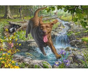 Schmidt Spiele 58559 Mark Frederickson, Amour des Chiens, Promenade printanière avec Un Labrador Retriever, Puzzle de 1000 pièces
