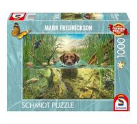 Schmidt Spiele 58572 Mark Frederickson, Dog Love, Labrador Brun dans l’Eau fraîche, 1000 pièces Puzzle
