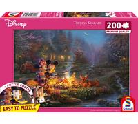 Schmidt Spiele Disney Mickey and Minnie Sweatheart Campfire, Thomas Kinkade, Puzzle, 200 Teile, Graspappe, 56558