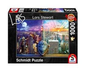 Schmidt Spiele- Lars Stewart, New York, Nuit et Jour, Puzzle de 1000 pièces, 59905, Coloré multicolore G